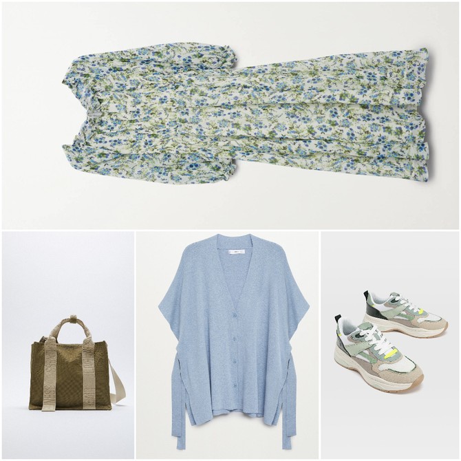 Haljina i kardigan „Mango“, tašna „Zara“,  patike „Stradivarius“