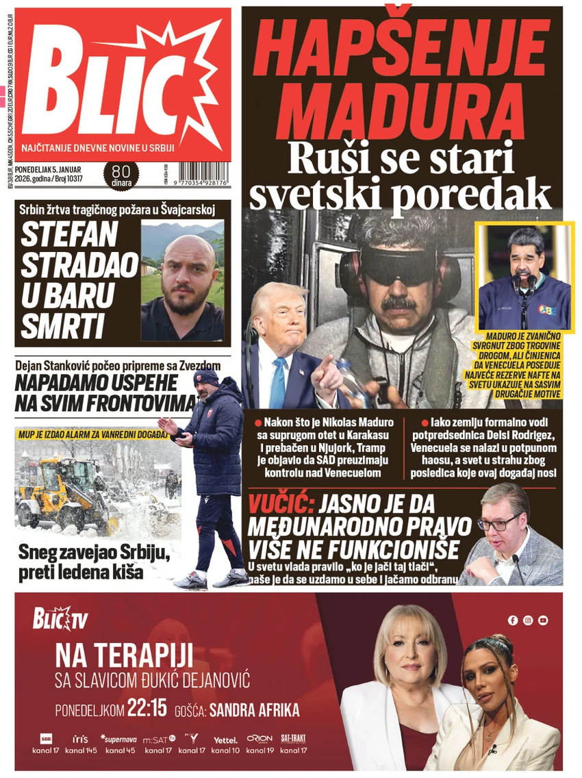 Blic naslovna strana za 5.1.