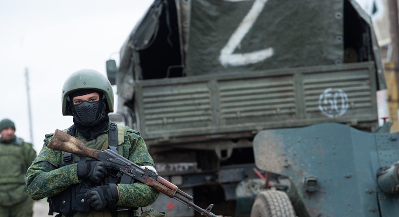 Pro-Russian separatists in Donetsk region of Ukraine on March 1, 2022.