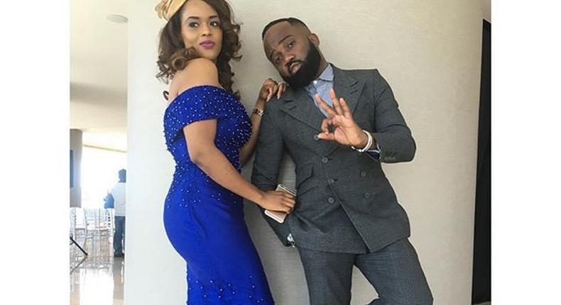 Noble Igwe and wife, Chioma at Toolz and Tunde Demuren's wedding 