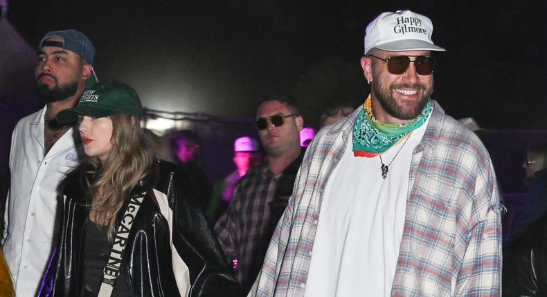 Taylor Swift and Travis Kelce at the Neon Carnival during the Coachella Music and Arts Festival in Thermal, California.Gilbert Flores/Getty