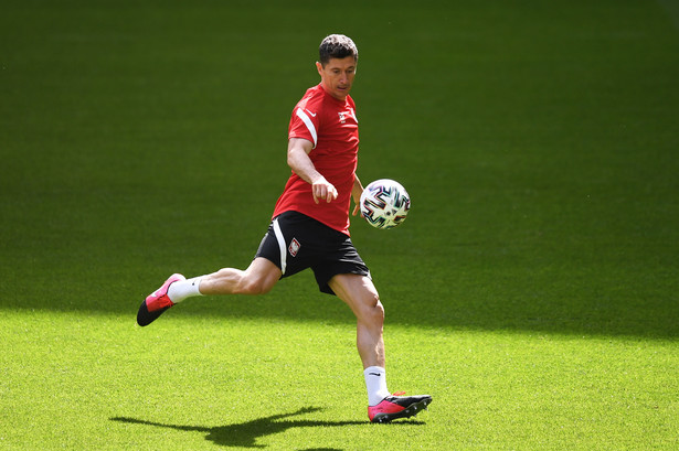 Robert Lewandowski podczas treningu kadry w Gdańsku