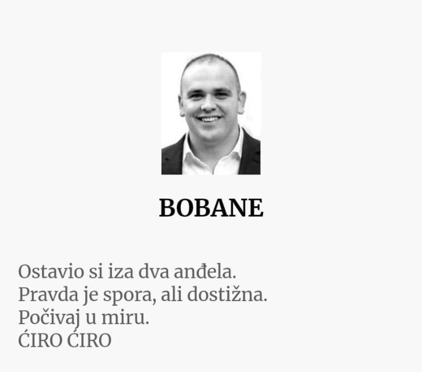 Čitulje Bobanu Sjekloću