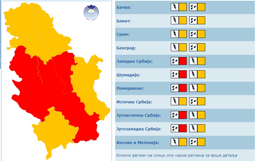 Na snazi crveni i narandžasti meteoalarm