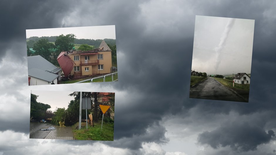 Burze nad Polską. Trąba powietrzna przeszła nad Librantową w pobliżu Nowego Sącza