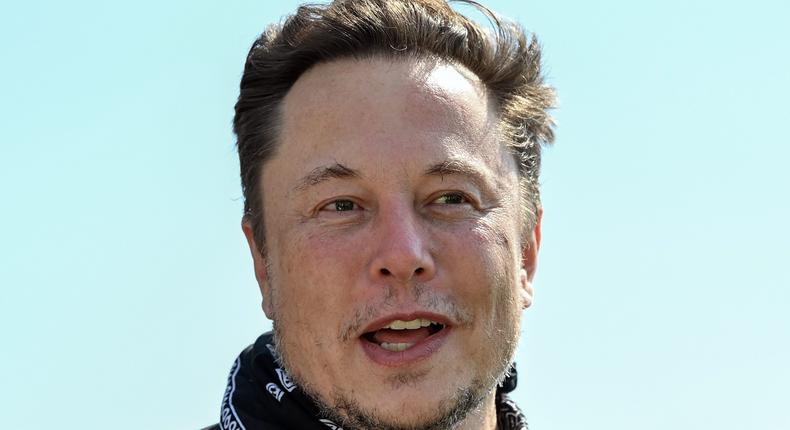 Elon Musk on August 13, 2021 at a press event on the grounds of the Tesla Gigafactory near Berlin.