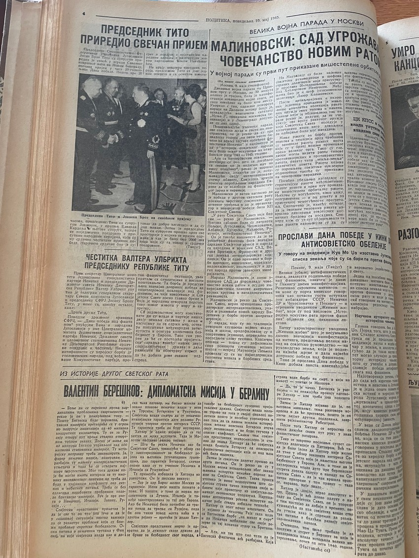 Politika 10. maj 1965.