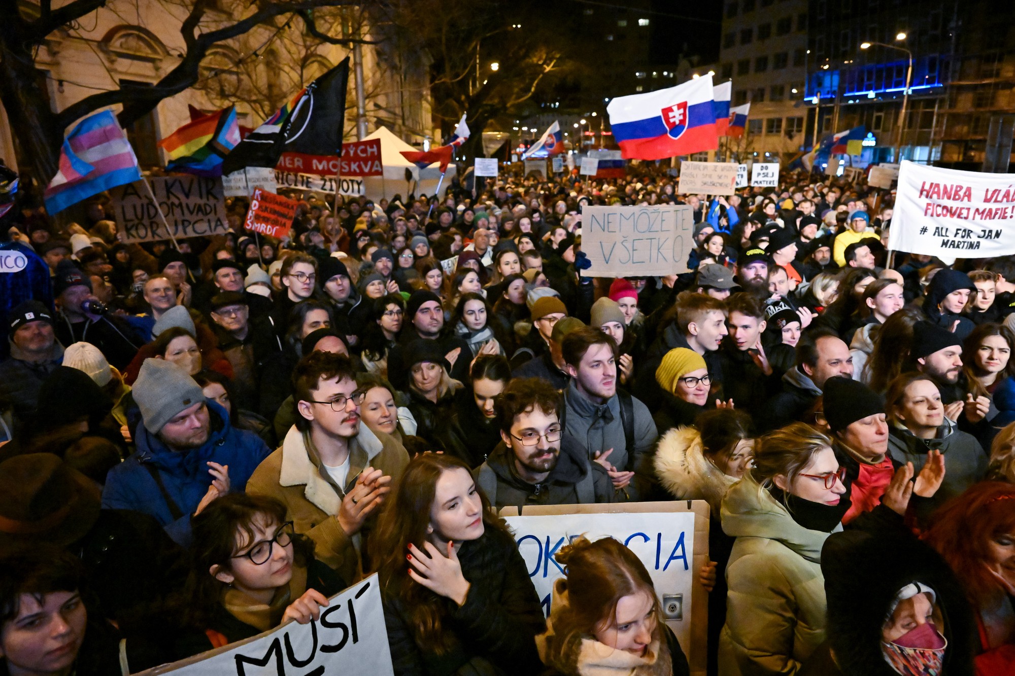 Protestné zhromaždenie SaS, PS a KDH v Bratislave.