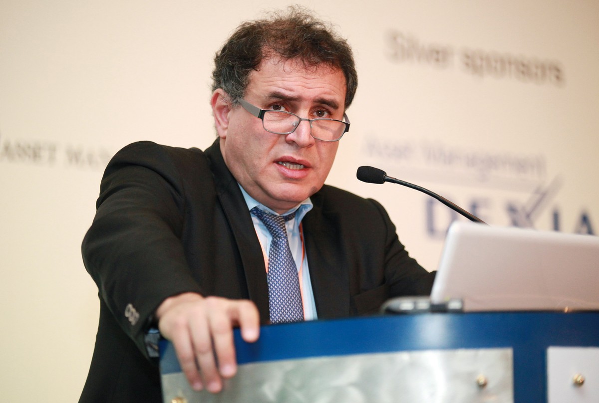 Nouriel Roubini, założyciel Roubini Economics LLC, przemawia w trakcie Hedge Funds World Conference w Dubaju.