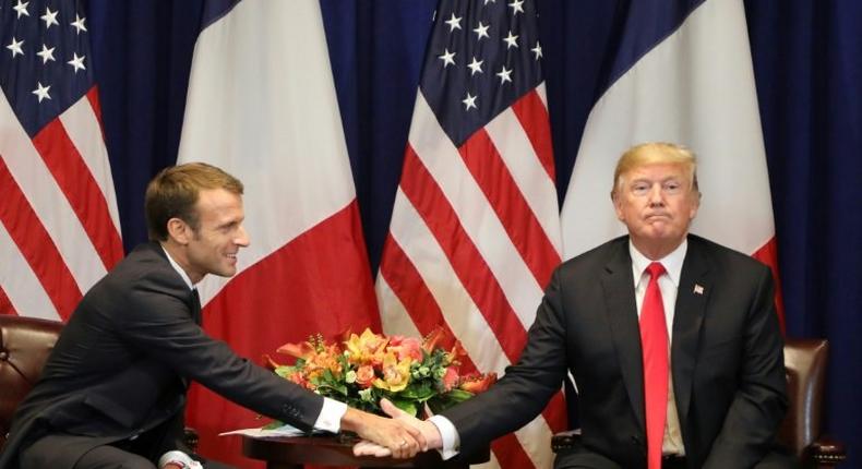 Ties between French President Emmanuel Macron (L) and his US counterpart Donald Trump have cooled recently amid a growing list of disagreements