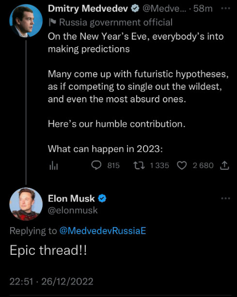 Elon Musk odpowiada Dmitrijowi Miedwiediewowi