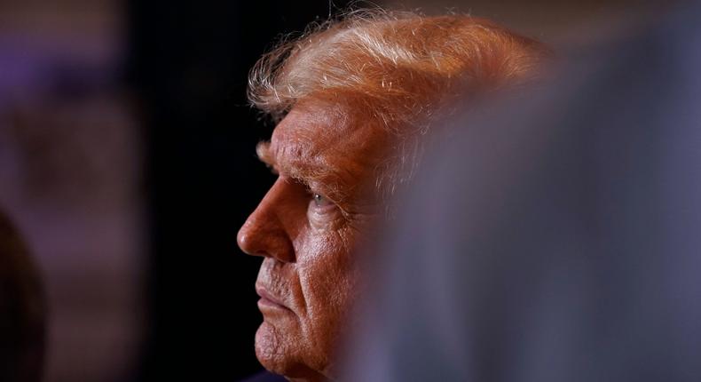 Former President Donald Trump talks to supporters at Mar-a-lago on November 8, 2022, in Palm Beach, Florida.Andrew Harnik/AP