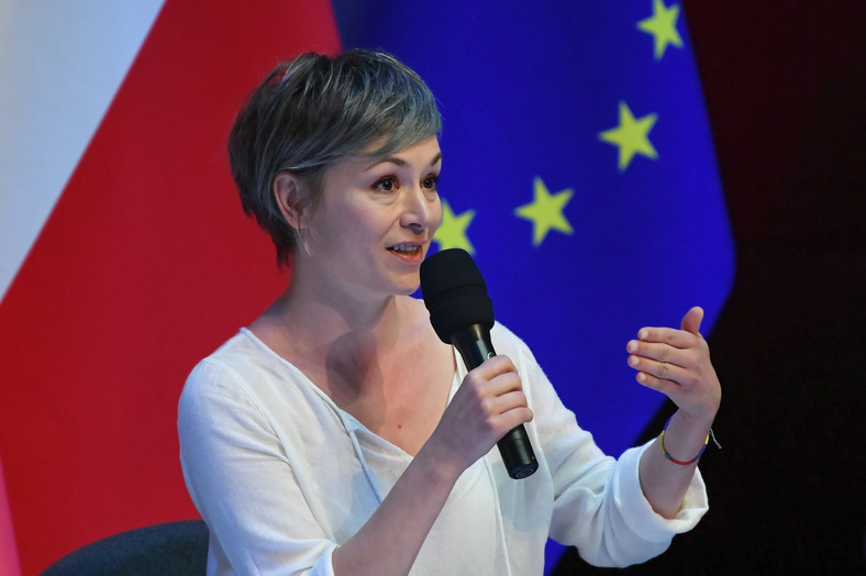 Alina Czyżewska podczas panelu "Solidarność na nowe czasy" w ramach Forum Obywatelskiego w ECS w Gdańsku (2020) 