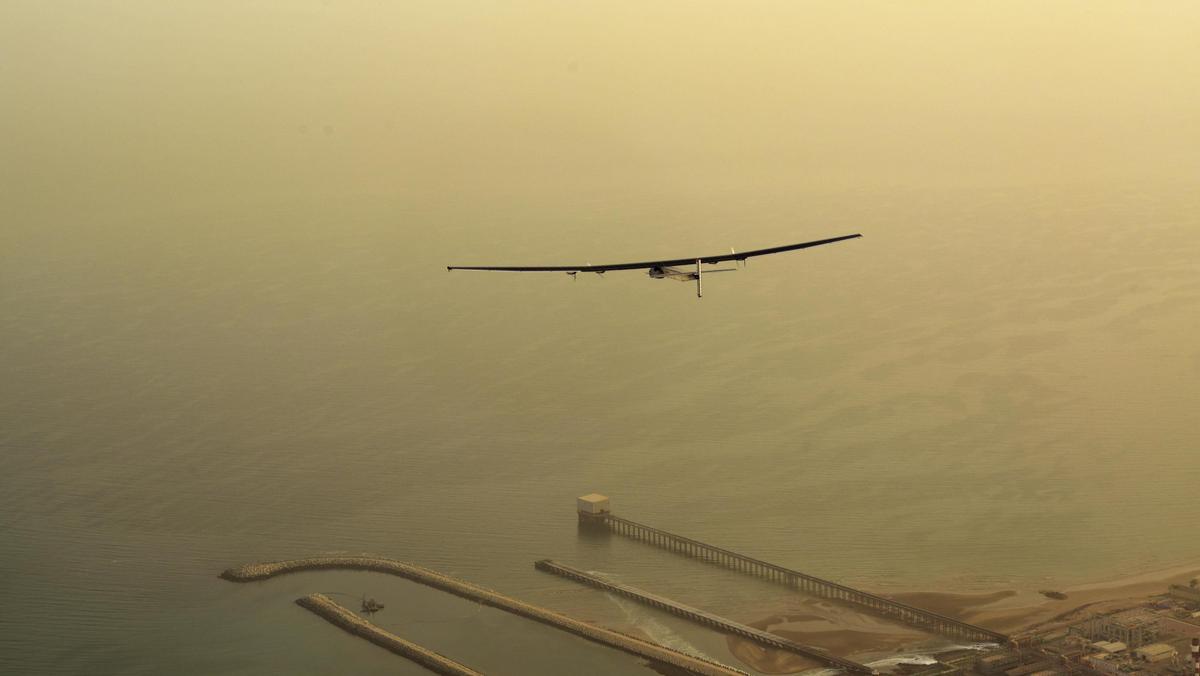 Solar Impulse takes-off to Ahmedabad, India after a pit stop in Muscat, Oman