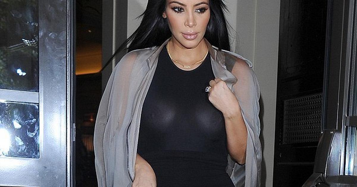 Kim Kardashian shows nipples in black see-through dress
