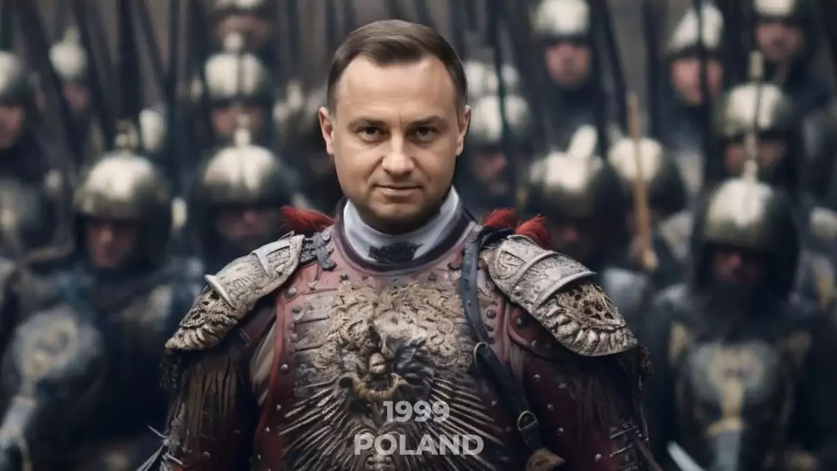 Andrzej Duda na czele polskiej husarii (grafika nie jest prawdziwym zdjęciem)