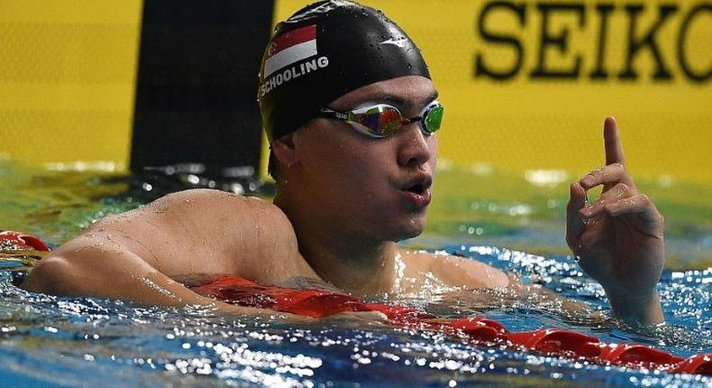 Singapore's Joseph Schooling celebrates after winning the 100m freestyle final at the Southeast Asian Games in Kuala Lumpur, on August 24, 2017