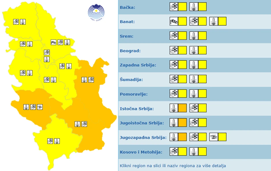Meteoalarm 19 januara 