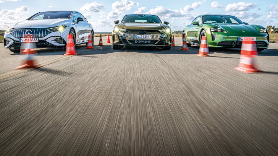 Audi RS e-tron GT, Mercedes-AMG EQE, Porsche Taycan Turbo - porównanie