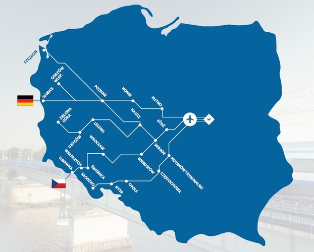 Ósma szprycha to lepszy transport pomiędzy Warszawą, Piotrkowem Trybunalskim, Częstochową, Opolem, Nysą i Kłodzkiem oraz budowa 8 km nowych linii i modernizacja 86 km istniejących. Dzięki inwestycjom z Warszawy do Częstochowy będzie można dojechać w godzinę i 50 min (obecnie 1 h i 58 min), zaś do Opola w 2 h i 45 min (obecnie 2 h i 52 min). <br><br>

Szprycha nr 9 jest bardzo rozległa i swoim zasięgiem obejmuje takie miasta, jak Warszawa, Łódź, Sieradz, Wrocław, Wałbrzych, Leszno, Zielona Góra, Poznań, Gorzów Wielkopolski i Szczecin. Jej realizacja oznacza stworzenie aż 486 km nowych linii oraz modernizację 666 km istniejących. Czas przejazdu z Warszawy do Poznania skróci się z 3 i pół godziny do niecałych dwóch godzin. Do Wrocławia będzie można dojechać w dwie godziny (obecnie trzy i pół godziny), zaś do Szczecina w 3 h i 15 min (obecnie aż sześć i pół godziny). <br><br>

Dziesiąta szprycha zasięgiem obejmie Warszawę, Kutno, Konin i Poznań. Inwestycje na tym odcinku pozwolą skrócić czas przejazdu z stolicy do Kutna 1 h i 22 min do 55 min. <br>
Źródło: Materiały prasowe CPK
