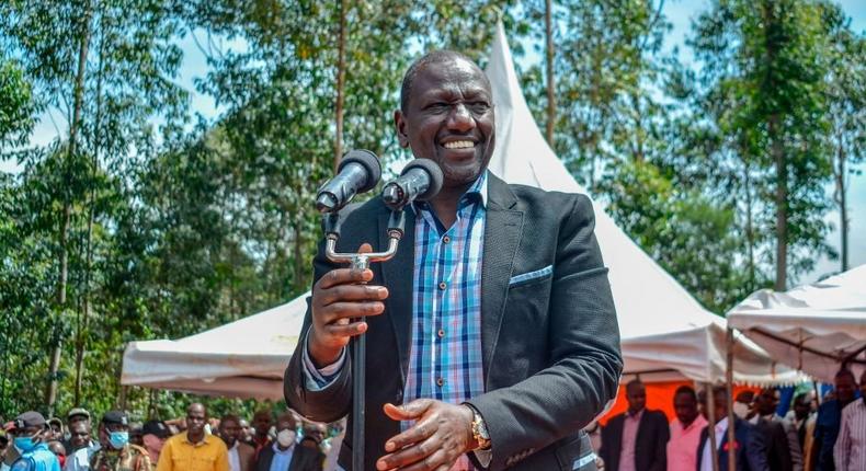 Kenya's Deputy President Dr. William Ruto gives a speech when he attended a fundraiser for a church in Nyamira, western Kenya on October 15, 2020. (Photo by BRIAN ONGORO/AFP via Getty Images)