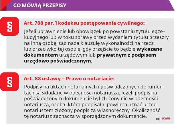 Nadanie klauzuli wykonalności: najpierw podpis, później notariusz