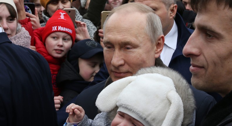 Russian President Vladimir Putin urges families to have more babies for ethnic survival.Mikhail Svetlov/Getty Images