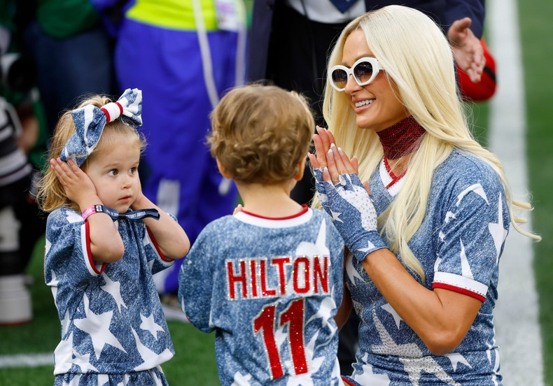 Hilton was also at the USA vs. Turkey game on June 25, along with her two kids. They all wore bedazzled Team USA jerseys.