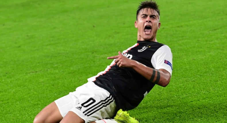 Argentine forward Paulo Dybala celebrated his second goal in two minutes for Juventus