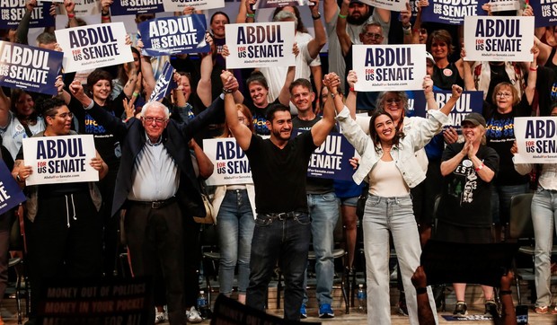 Berni Sanders, Abdul El-Sajed i Aleksandra Okasio-Kortez