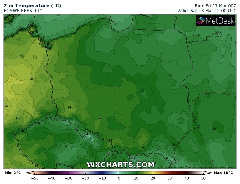 Temperatura od zachodu będzie coraz mocniej rosła