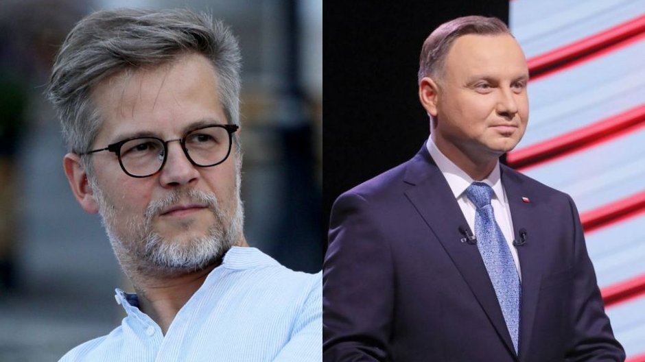 Jacek Dehnel (East News, aut. Jakub Kamiński) i Andrzej Duda (PAP, aut. Paweł Supernak)