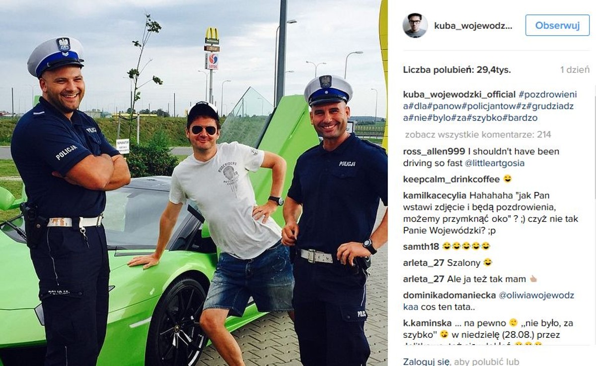 Kuba Wojewódzki wkopał policjantów? Gwiazdor TVN wywinął się od mandatu