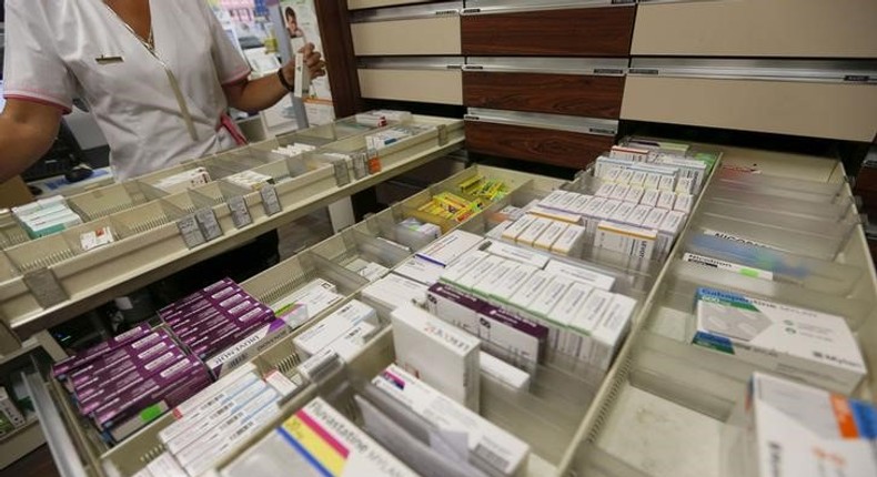 Drugs on display in a hospital in Kenya