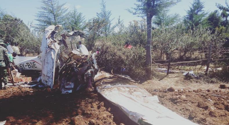 Site of the plane crash in Makutano Forest in Londiani, Kericho County