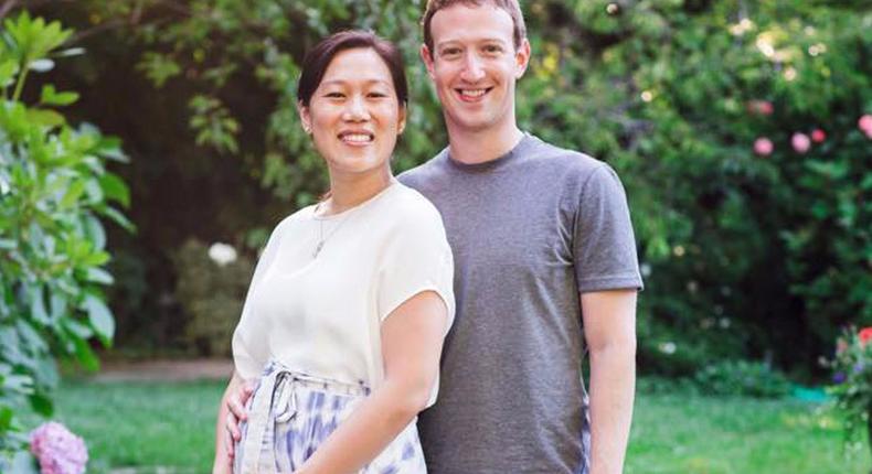 Mark Zuckerberg and a pregnant Priscilla Chan