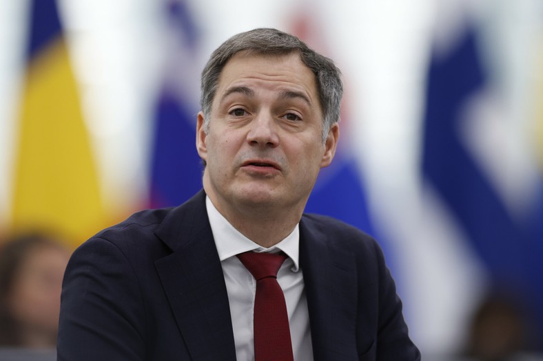 Premier Belgii Alexander De Croo wygłasza przemówienie w Parlamencie Europejskim, Strasburg, Francja, 16 stycznia 2024 r.