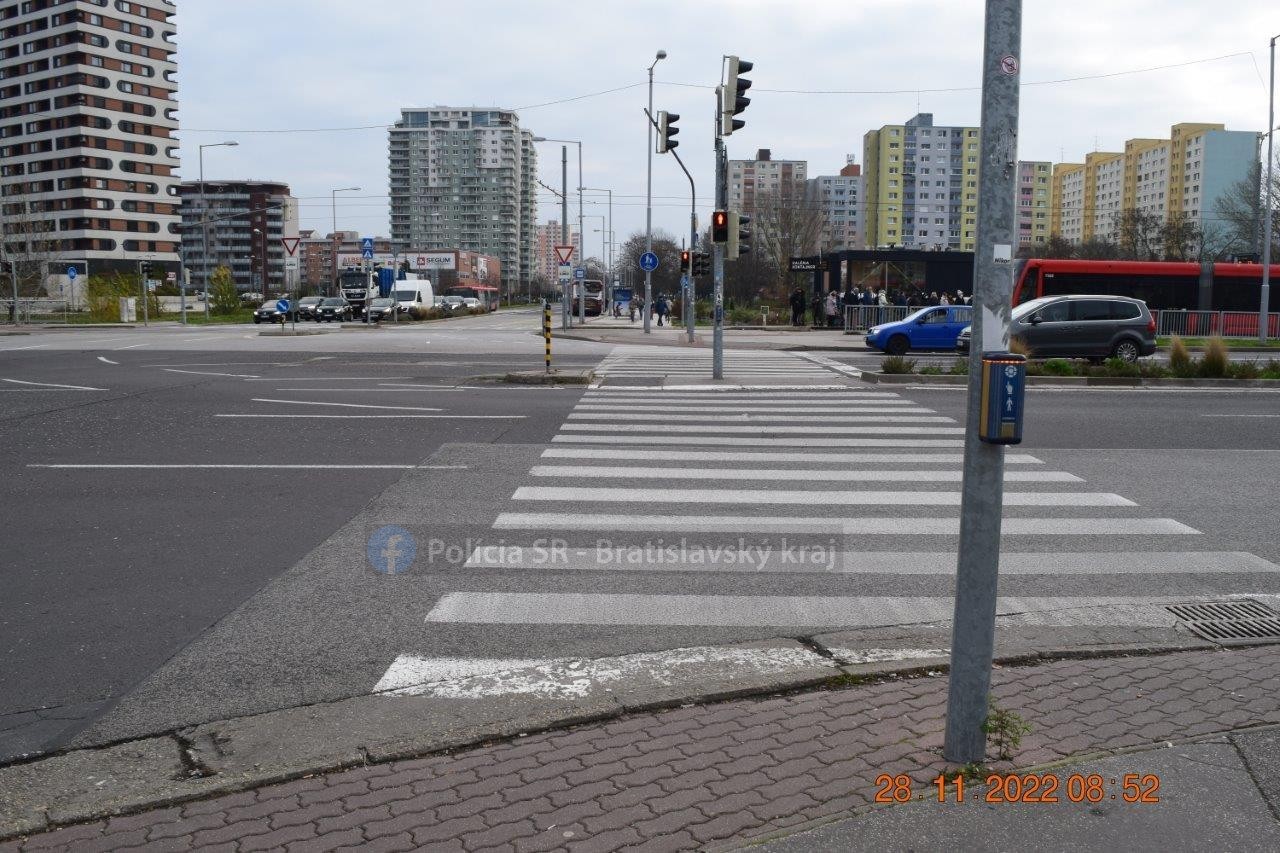 Vodič zrazil na priechode v Petržalke chodca.