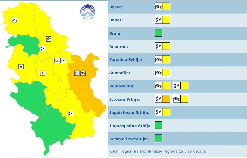 Meteoalarm za nedelju