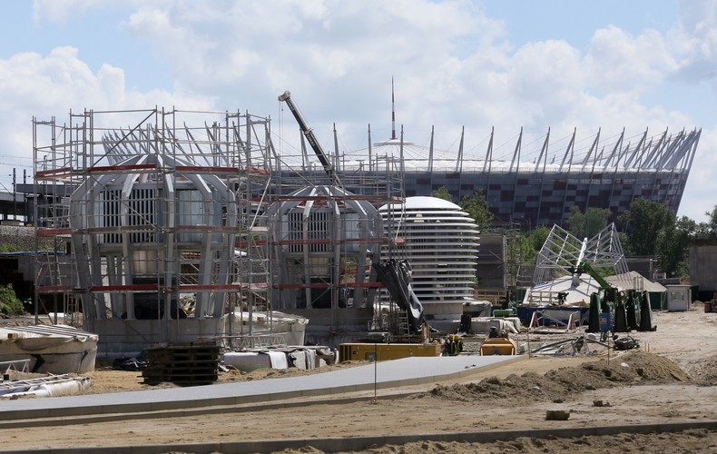 Dzień otwarty dla przedstawicieli mediów na budowie stacji metra Stadion Narodowy na centralnym odcinku II linii metra (6). Warszawa, 18.05.2014 FOT. PAP/Paweł Supernak