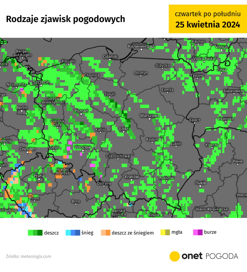 W całej Polsce może padać. Lokalnie niewykluczone są burze