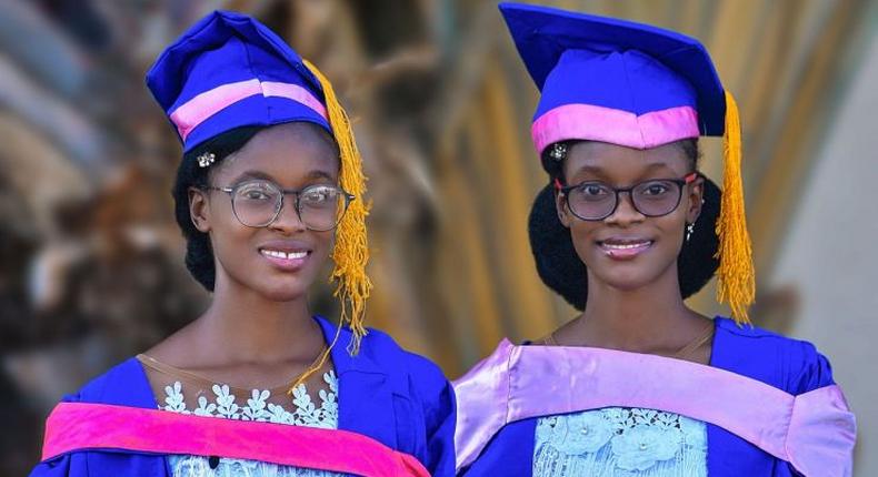 Adorable twins bag first-class degrees from the same university