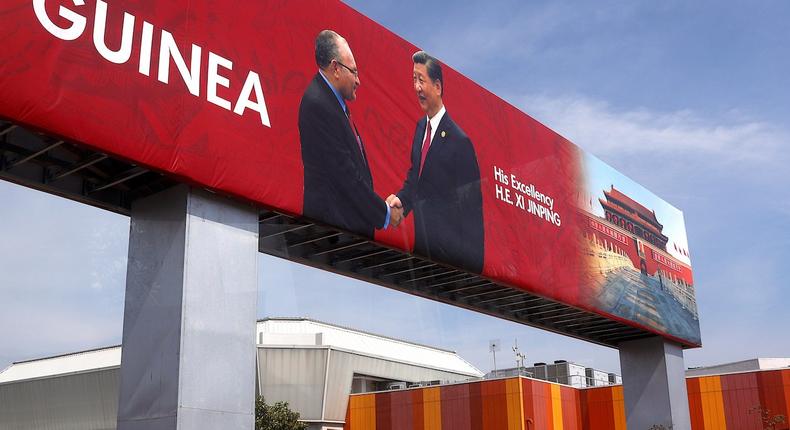 A banner of Chinese President Xi Jinping with Papua New Guinea Prime Minister Peter O'Neill over a main road in central Port Moresby, the capital city of the poorest nation in the 21-member Asia Pacific Economic Cooperation (APEC) group, in Papua New Guinea, November 15, 2018.