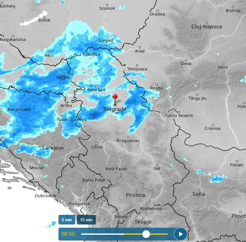 Kretanje nevremena u 8.55h