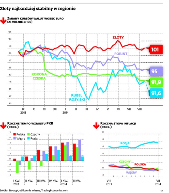 Złoty najbardziej stabilny w regionie