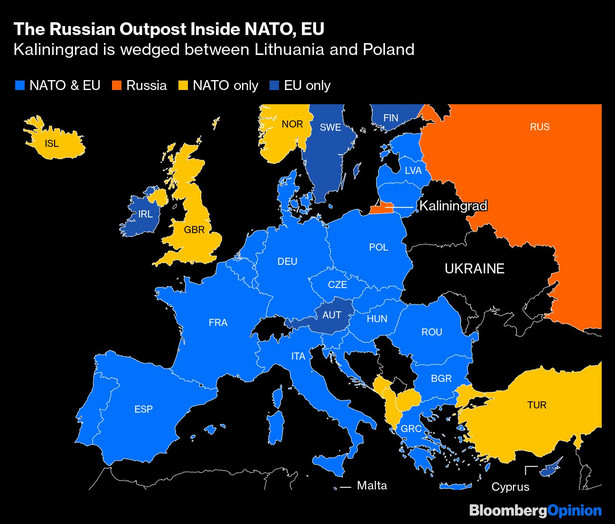 Kawałek Rosji wewnątrz NATO i UE - Kaliningrad jest zaklinowany między Litwą a Polską