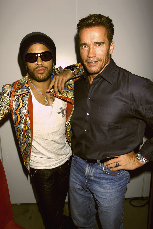 Arnold Schwarzenegger i Lenny Kravitz w 2000 roku