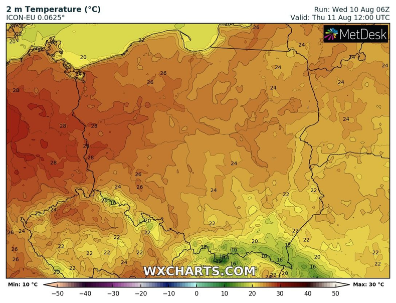 Na zachodzie będzie prawie 30 st. C