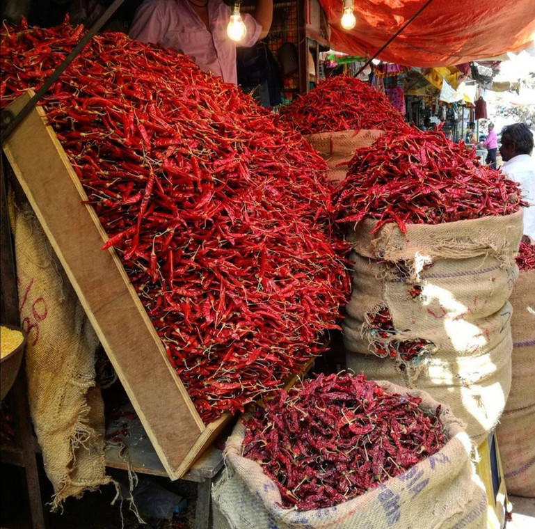 Chilli, bazar w Gulbardze, Karnataka