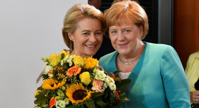 EU president-elect Ursula von der Leyen, seen posing in Berlin with Angela Merkel, won a wafetr-thin majority -- a weak foundation from which to unite an increasingly fragmented Europe